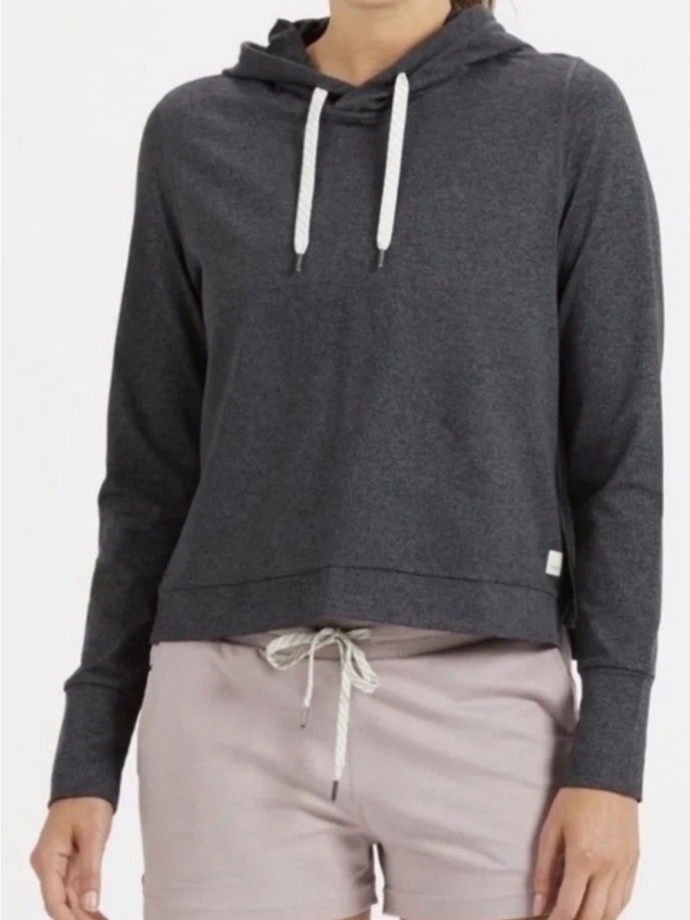 Vuori Charcoal Heather DreamKnit Halo Soft Crop Pullover Hoodie Size L